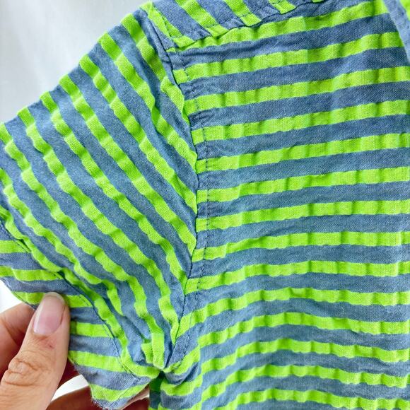 Sovreign Code Boys 3T Collared Button Down Striped Top Shirt Green Gray Blue - Picture 4 of 5